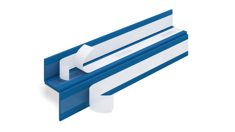 Schöck Tronsole® type F: Impact sound insulation element for connecting staircases to landings with corbel support.