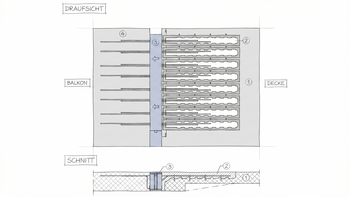 Neubau: Anschluss von Betonbalkon an Betondecke (Modulbau)