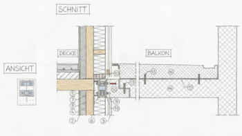 Neubau: Anschluss von Betonkonsole an Holzdecke