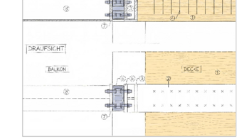 Neubau: Anschluss von Stahlbalkon an Holzdecke