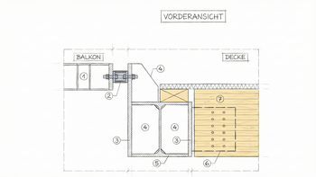 Neubau: Anschluss von Stahlbalkon an Holzdecke